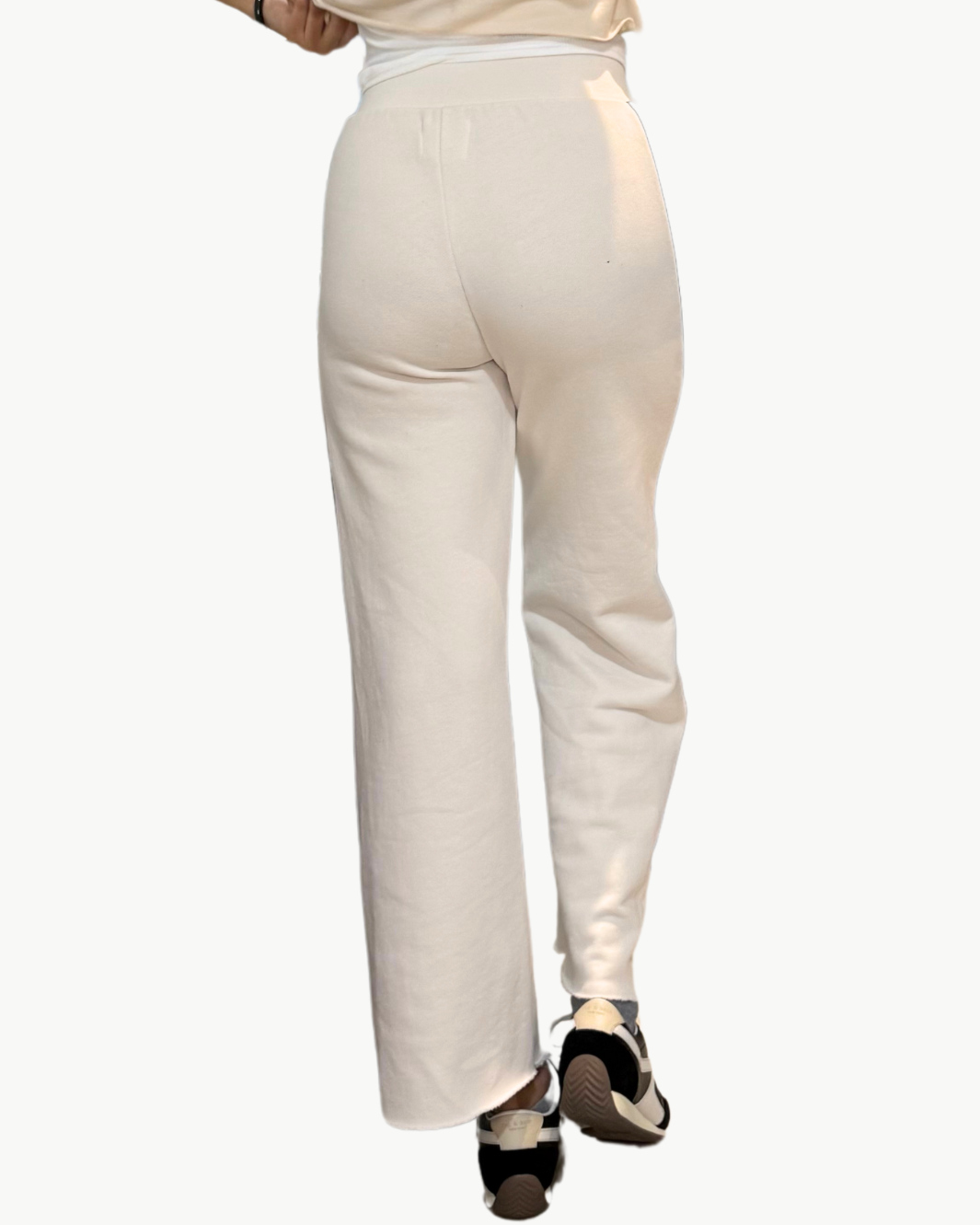 RILEY FRENCH TERRY SPORT PANT IN IVORY/BLACK