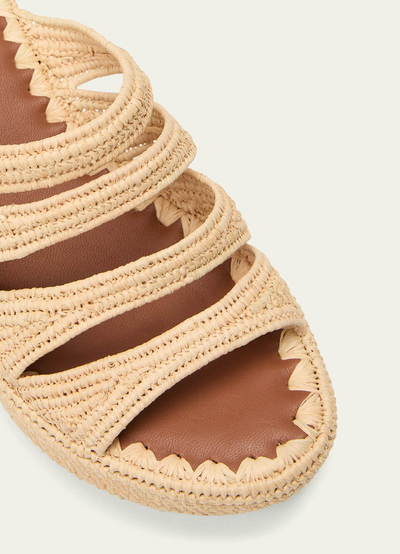 MEDI RAFFIA WEDGE SLIDE SANDALS IN NATURAL - Romi Boutique