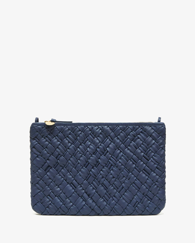 FLAT CLUTCH WITH TABS IN BRIGHT NAVY WOVEN