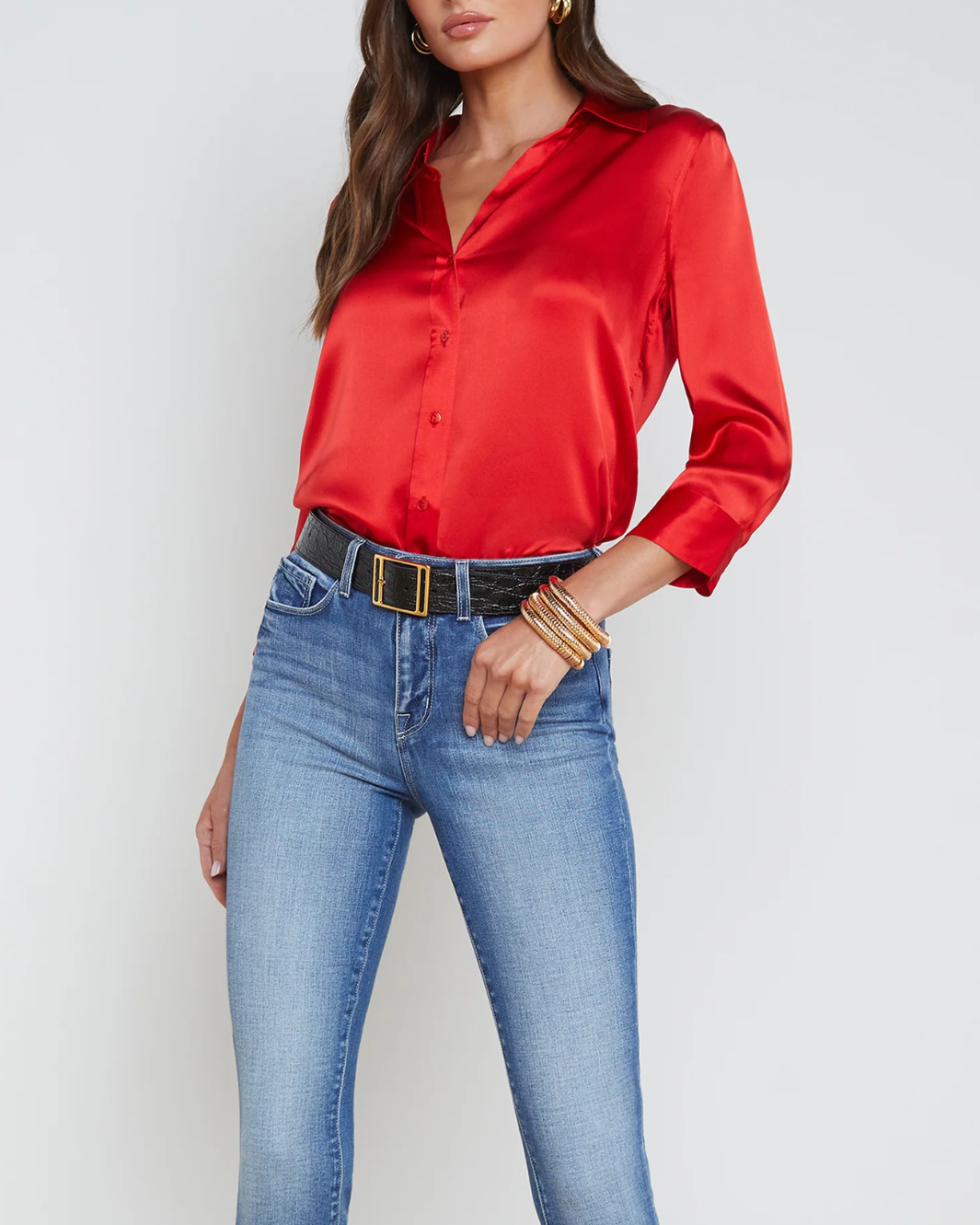 DANI 3/4 SLEEVE BLOUSE IN HIGH RISK RED