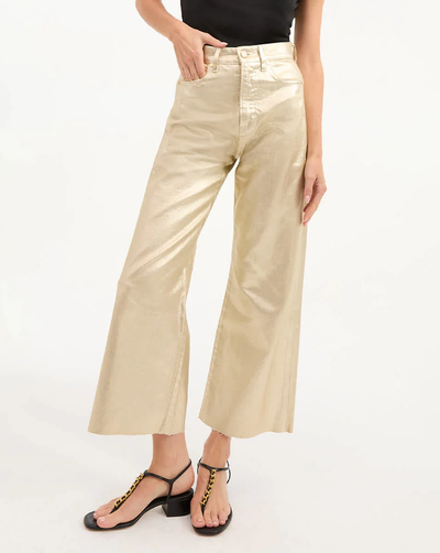 TAYLOR CROPPED HIGH RISE WIDE LEG METALLIC IN GOLD