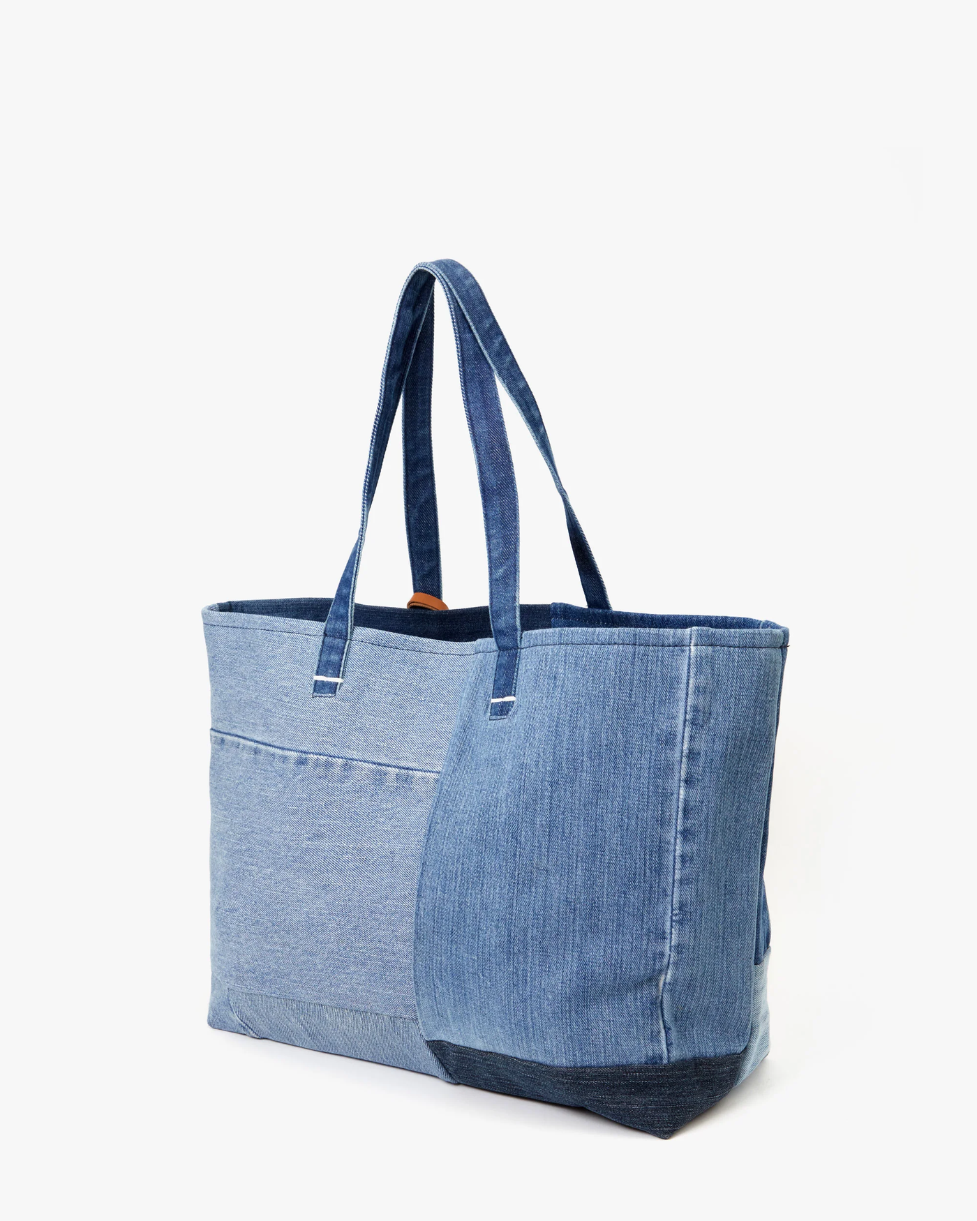 VOLIE TOTE IN WASHED DENIM PATCHWORK