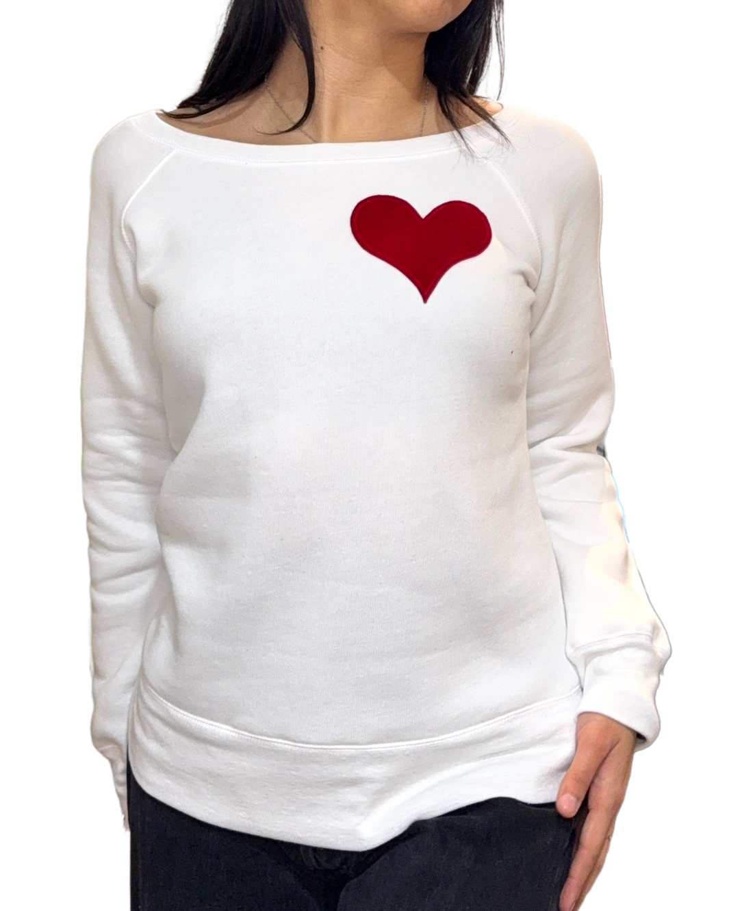 VELVET HEART SWEATSHIRT IN WHITE