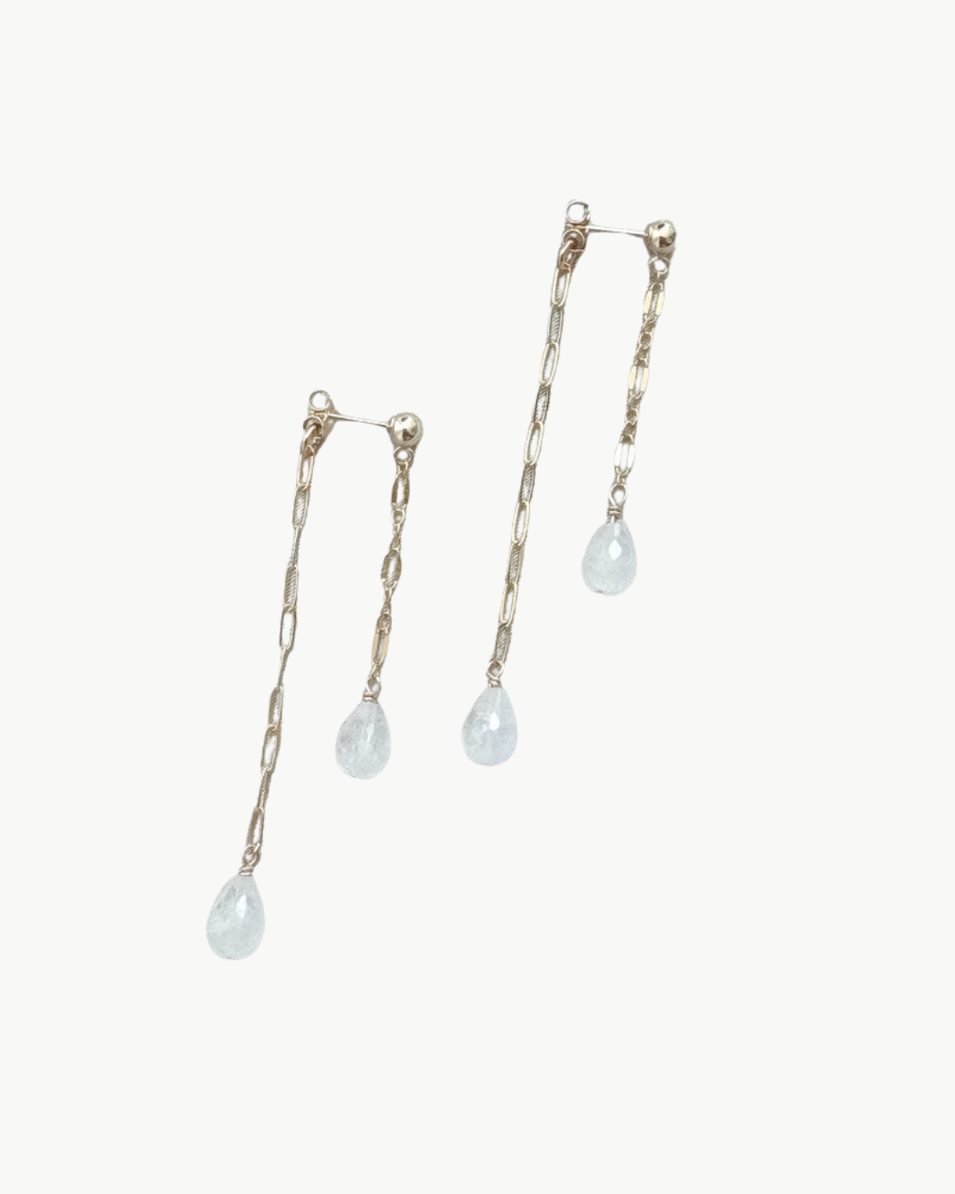 DOUBLE TROUBLE GEM EARRINGS IN GOLD/MOONSTONE