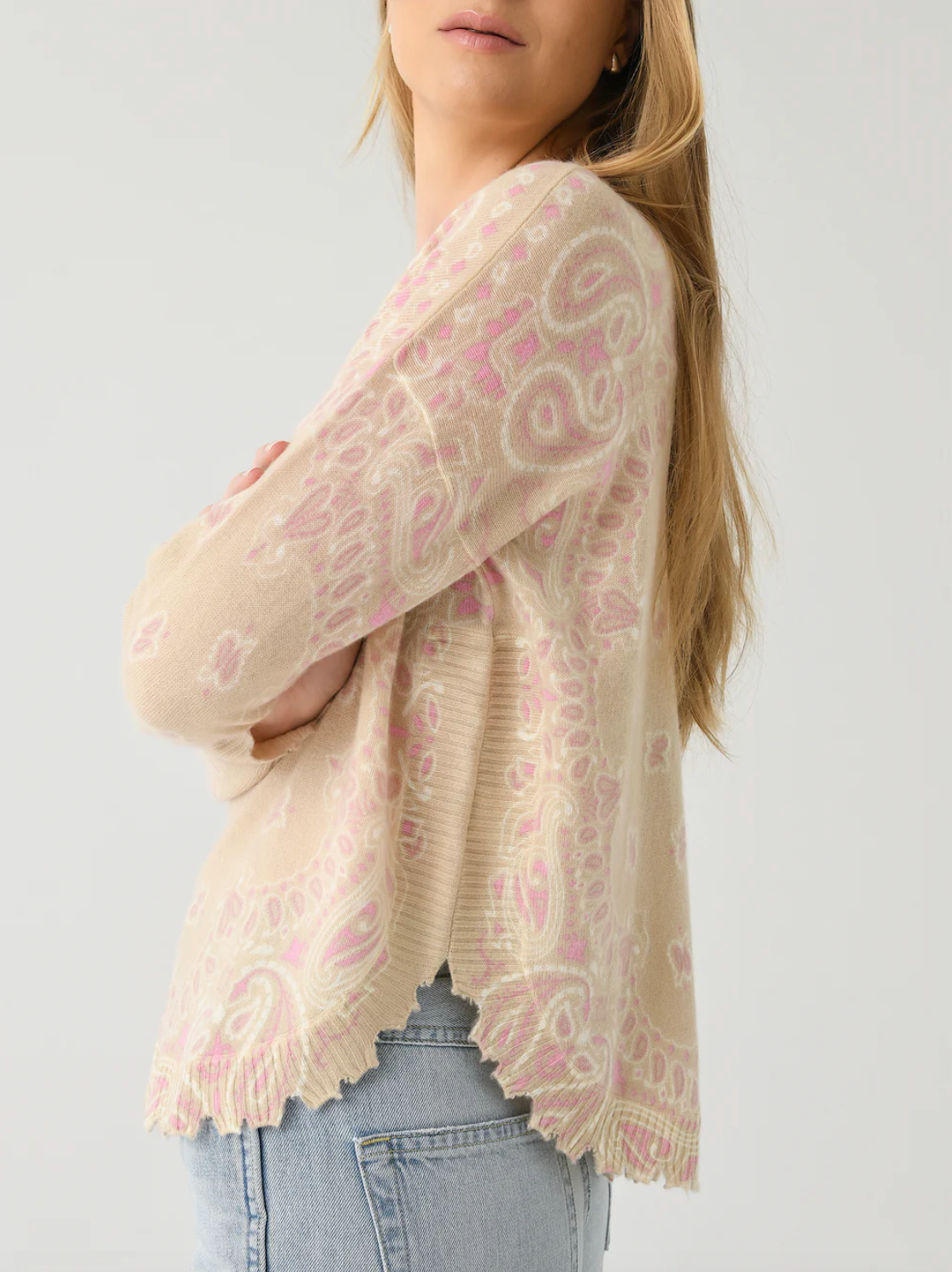 MELA BANDANA BICO SWEATER IN ORGANIC ROSE