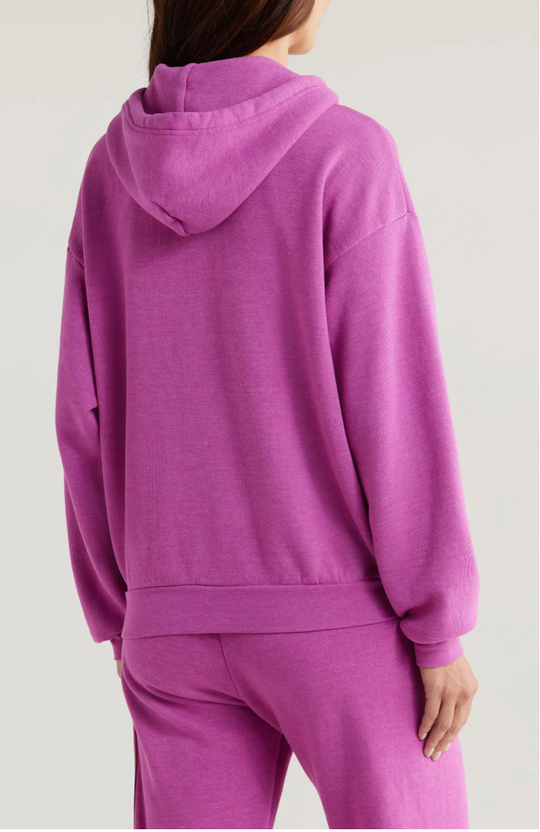 5 STRIPE ZIP HOODIE IN MAGENTA/ORANGE YELLOW