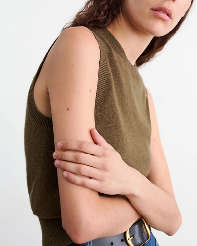 MAY SWEATER TANK IN DARK MOSS