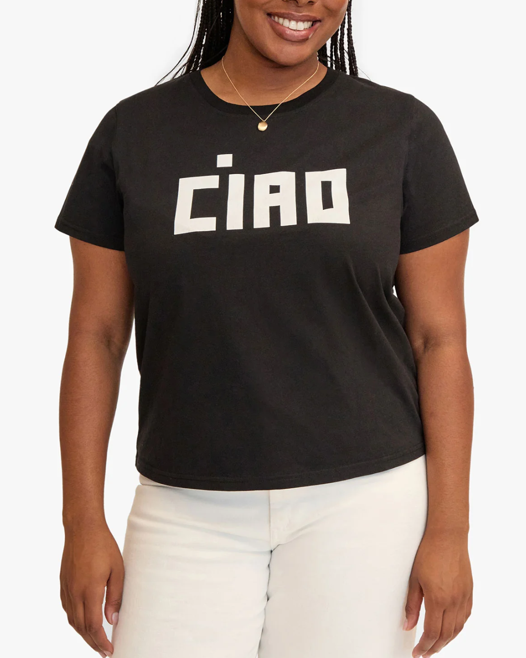 CIAO CLASSIC TEE IN BLACK WITH CREAM BLOCK