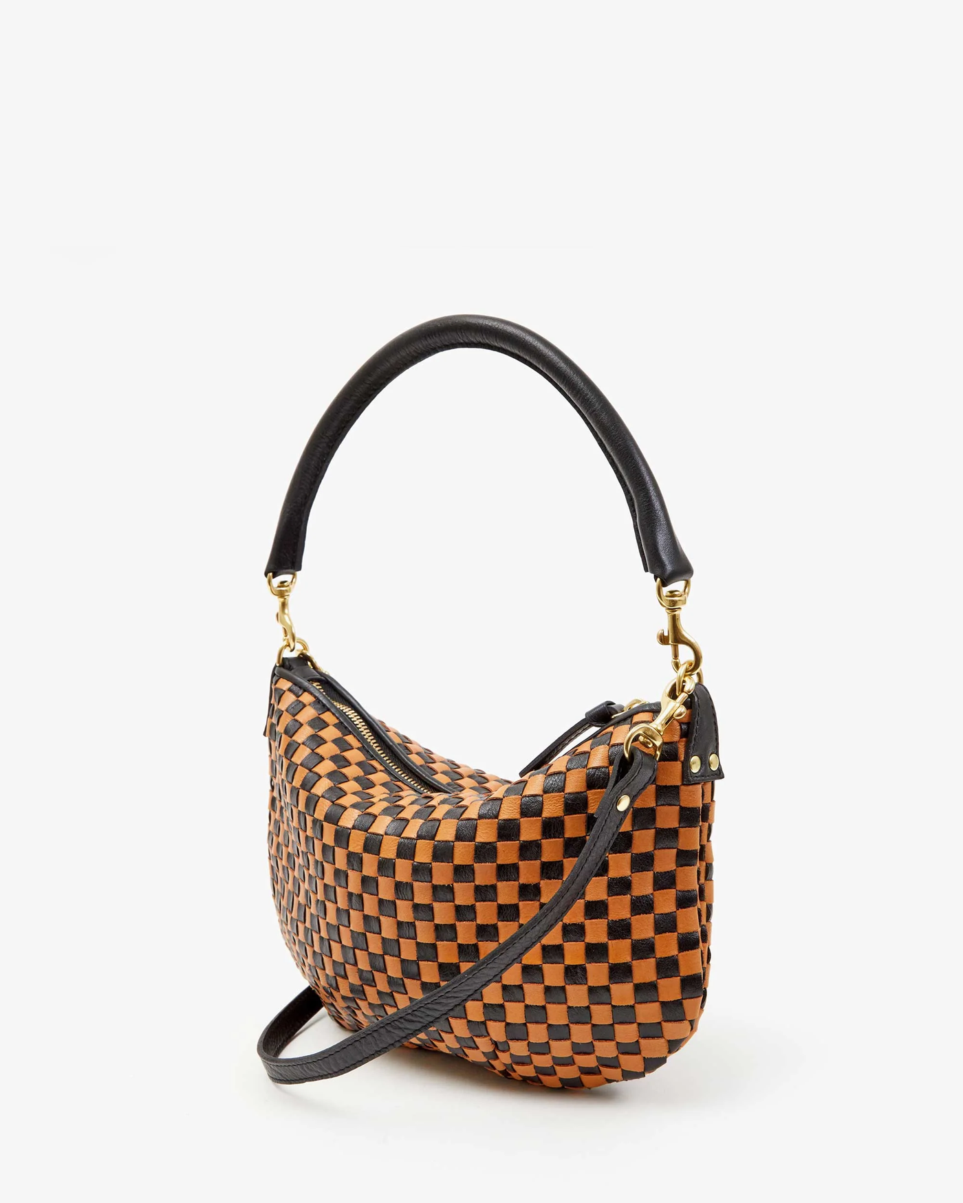 PETIT MOYEN MESSENGER IN BLACK/NATURAL WOVEN CHECKER