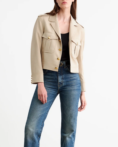 LISE CROPPED MILITARY BLAZER IN ROOSEVELT KHAKI