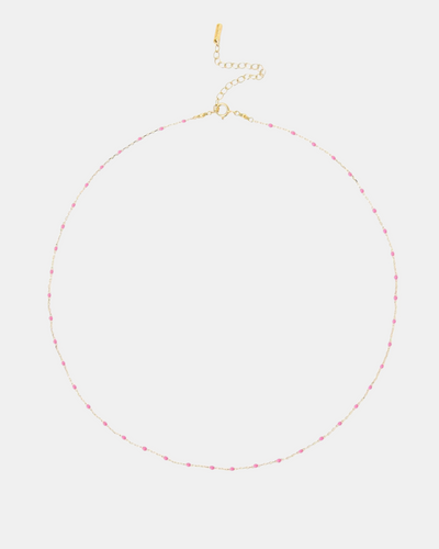 PINK ROSE ENAMEL BEAD NECKLACE