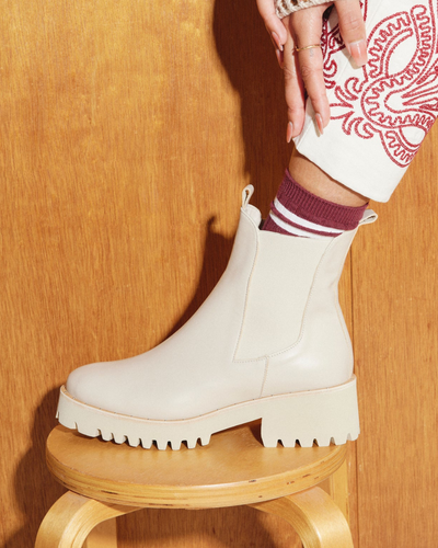 BROOKE RAIN RESISTANT BOOT IN CREAM CALF