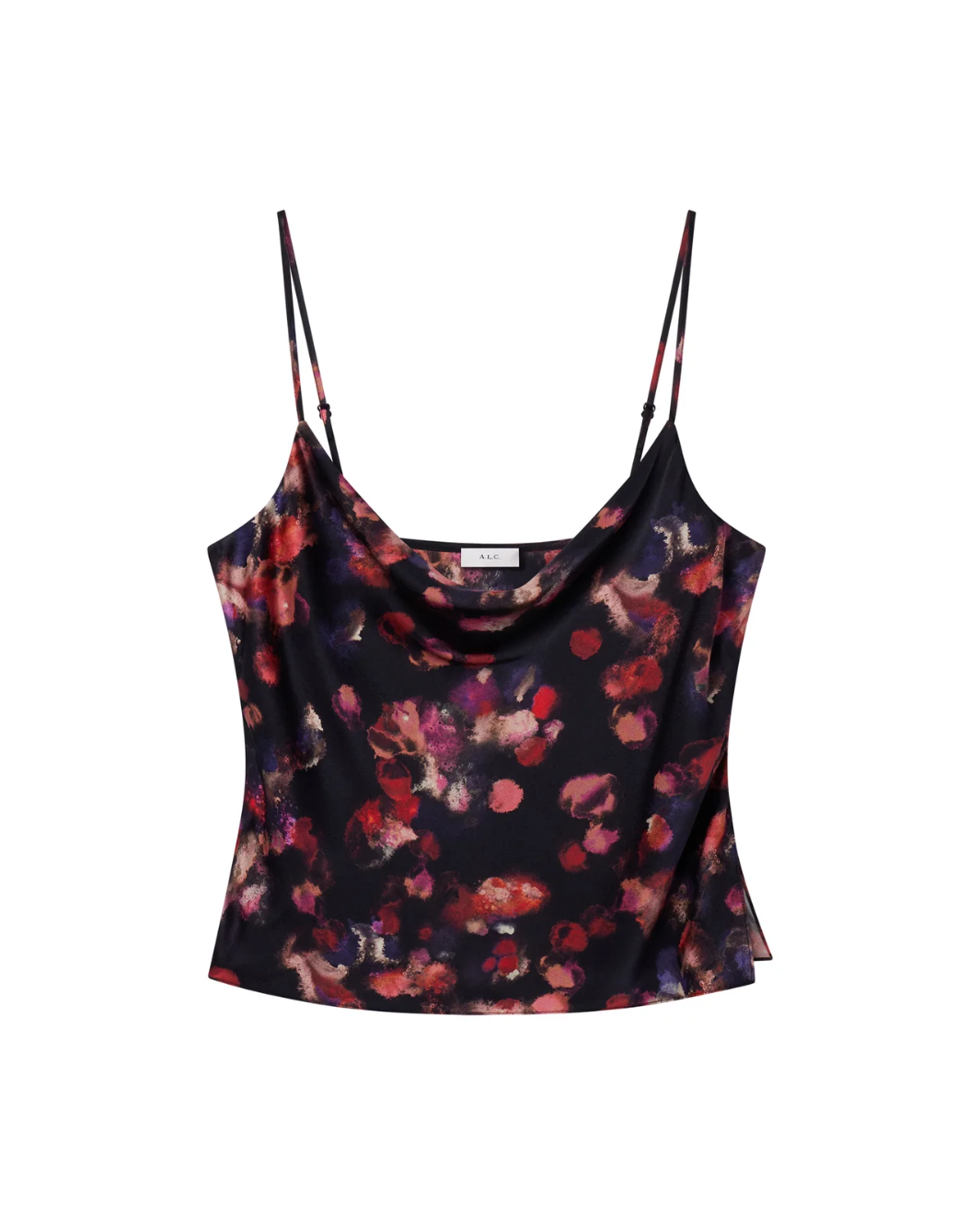 AMBER STRETCH SILK CAMISOLE TOP IN NAVY MULTI