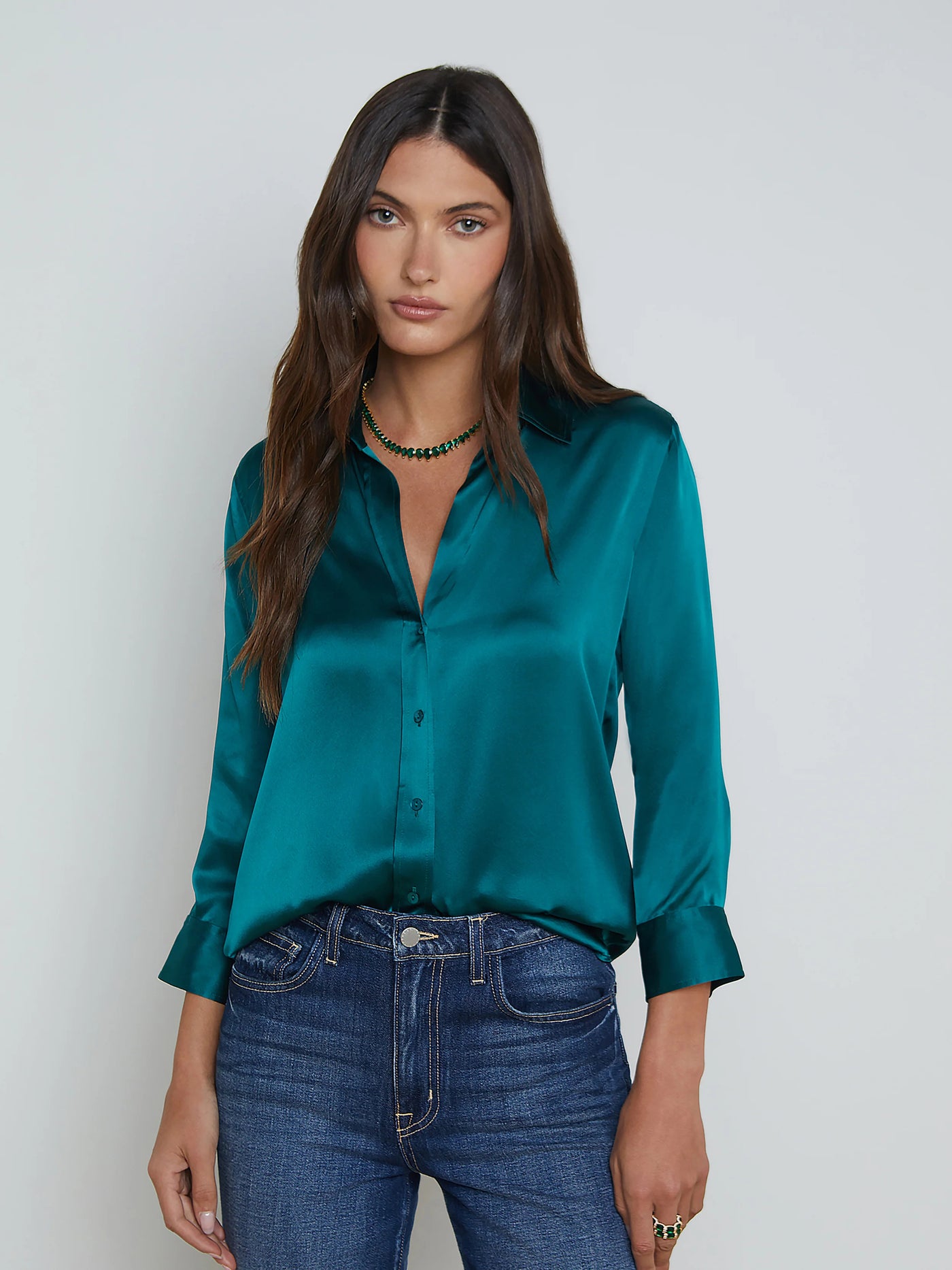 DANI SILK BLOUSE IN OCEAN TEAL