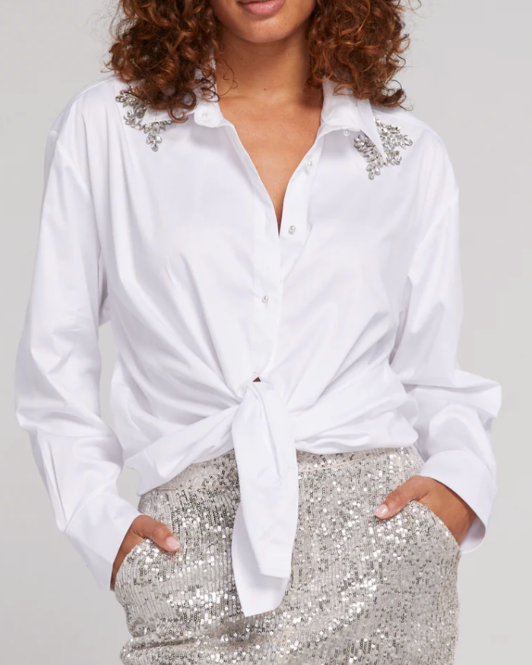 MITCHIE CRYSTAL POPLIN SHIRT IN WHITE