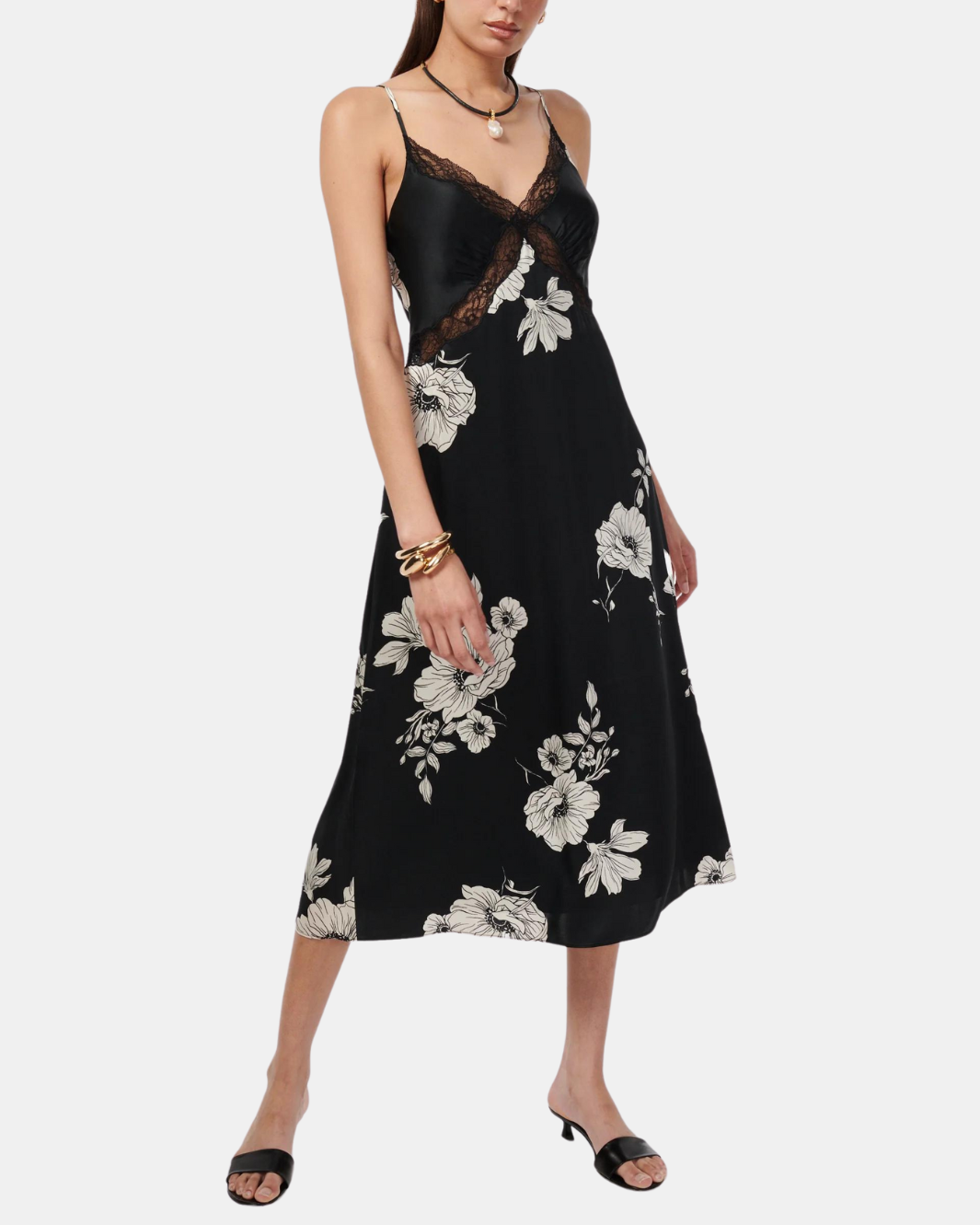 MARILYN DRESS BLACK BOTANICAL