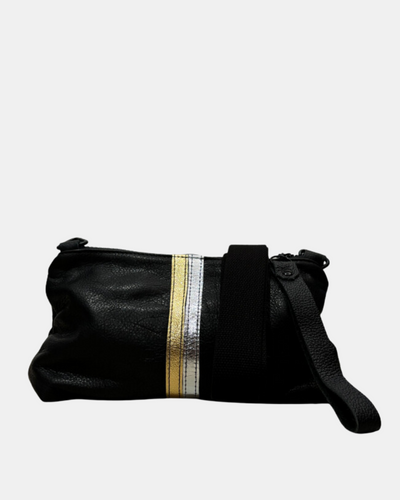 NANCY BAG IN BLACK WITH METALLIC STRIPES