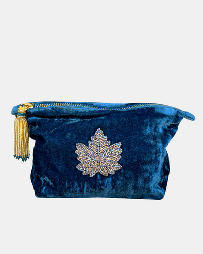 LEAF MAKE UP BAG SMALL IN DENIM