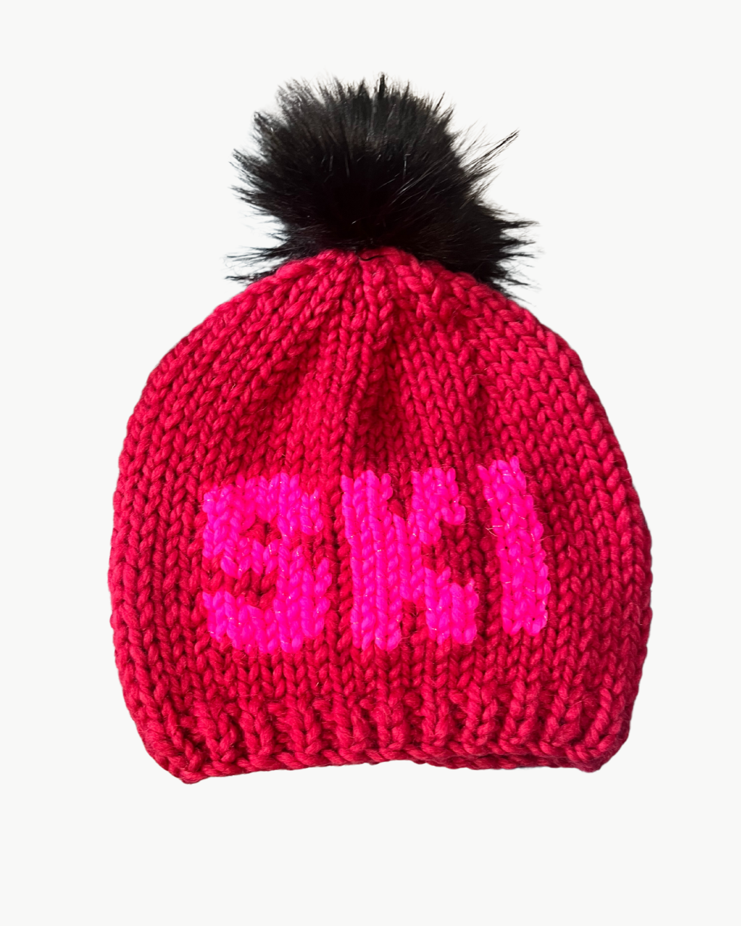 SKI TOQUE IN CRANBERRY/HOT PINK/JET