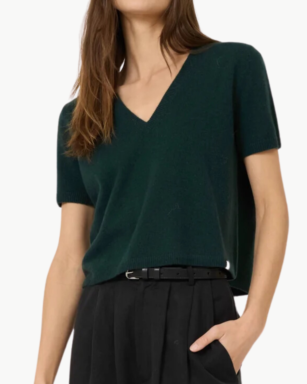 KADRI CASHMERE VNECK TEE IN EVERGLADE