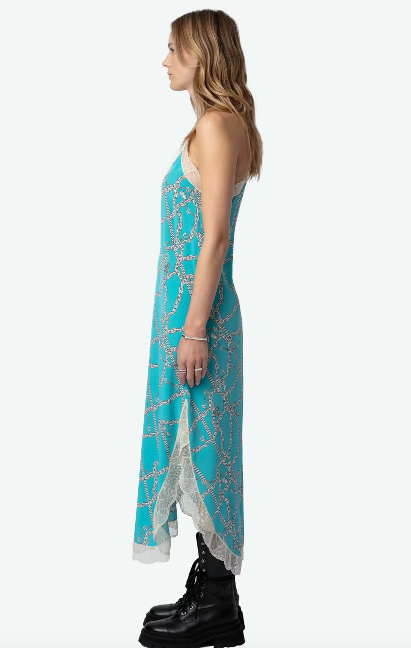 RISTYL SILK DRESS IN AQUA - Romi Boutique