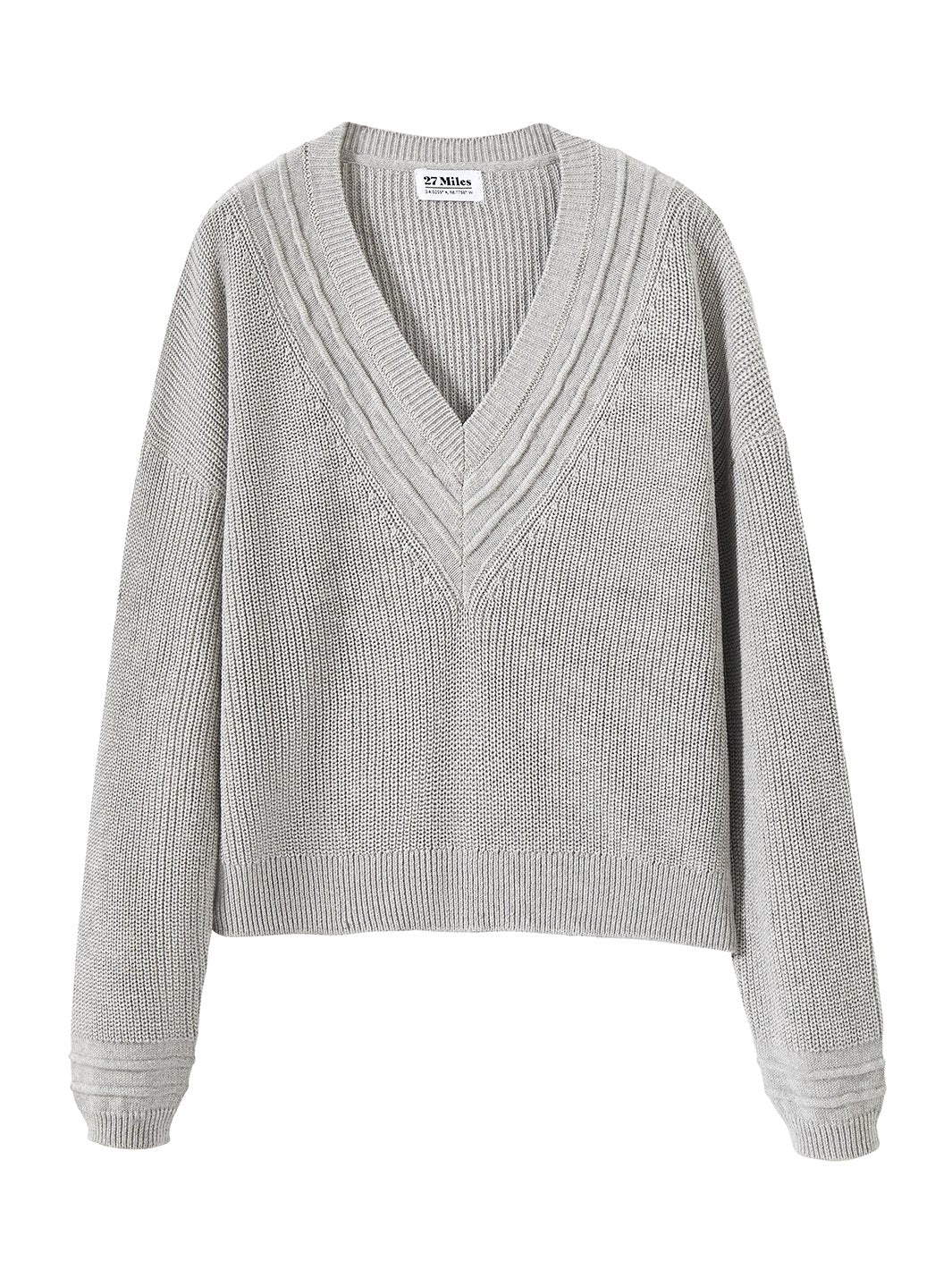 WILMA V NECK SWEATER IN HEATHER