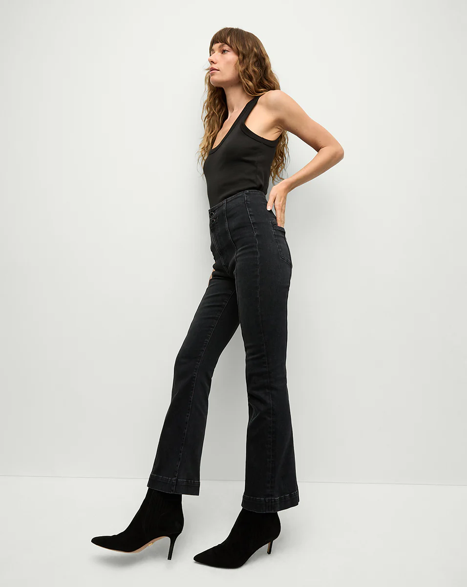 CARSON HIGH-RISE ANKLE FLARE IN WASHED ONYX