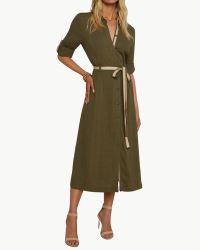 MALIKA SHIRT DRESS IN IVY GREEN