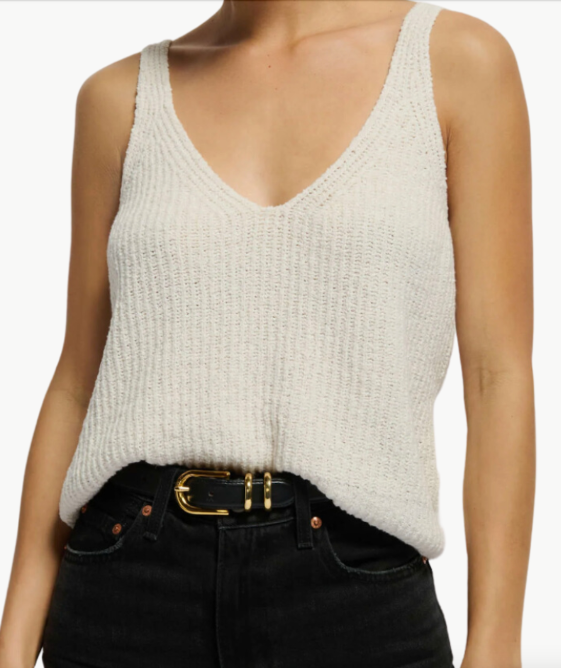 CECE SWEATER TANK IN PORCELAIN