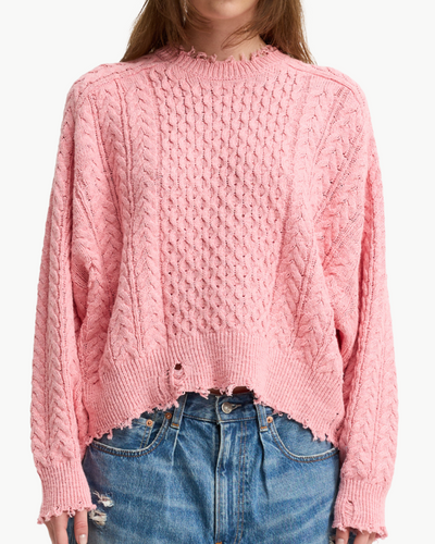 OVERSIZED ARAN SWEATER IN PINK