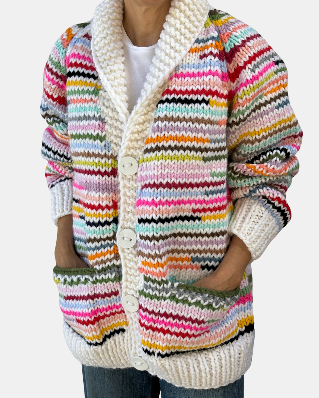 LONG CLASSIC NO WASTE CARDI IN MULTI