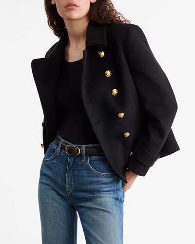 ORNELLA CROPPED PEACOAT IN BLACK