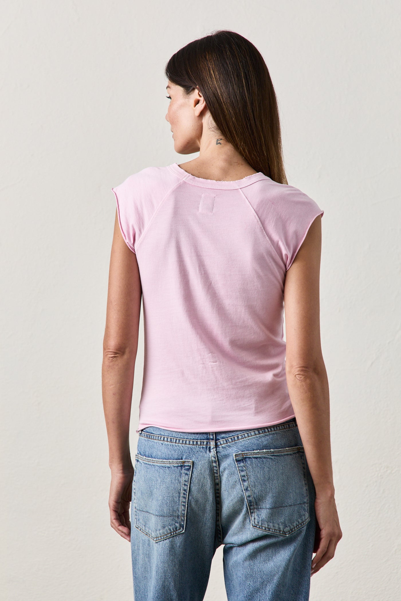 CHLOE LUX JERSEY TEE IN PINK SORBET