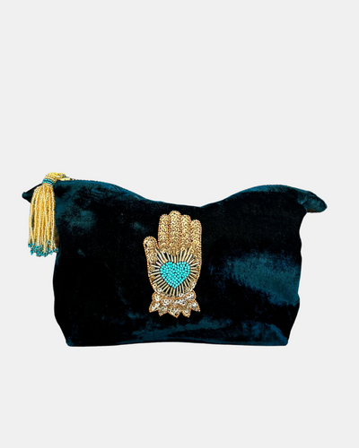 HAND MAKE UP BAG SMALL IN TEAL