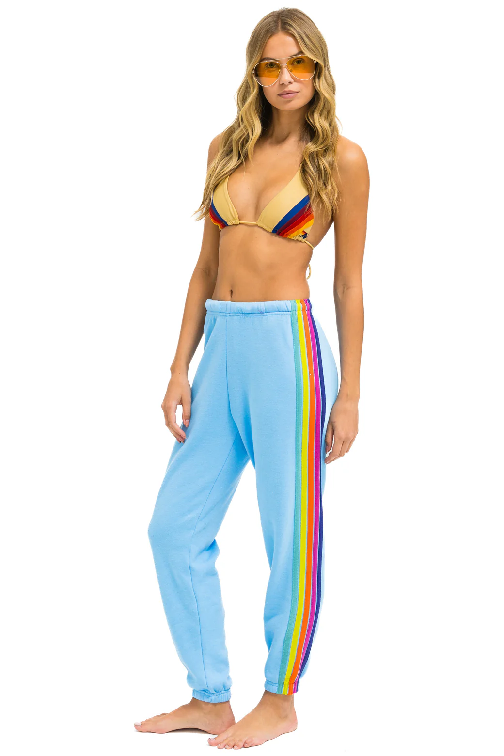 5 STRIPE WOMENS SWEATPANT IN SKY/RAINBOW