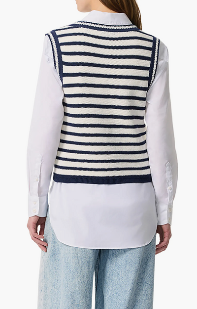 MEGHAN STRIPE VEST IN IVORY MULTI