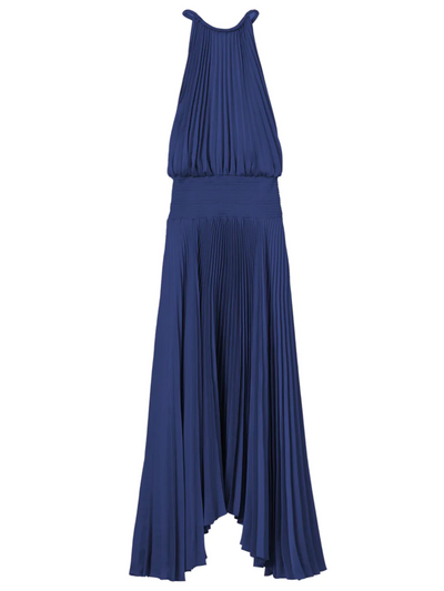 RENZO II PLEATED MIDI DRESS IN RIVIERA - Romi Boutique