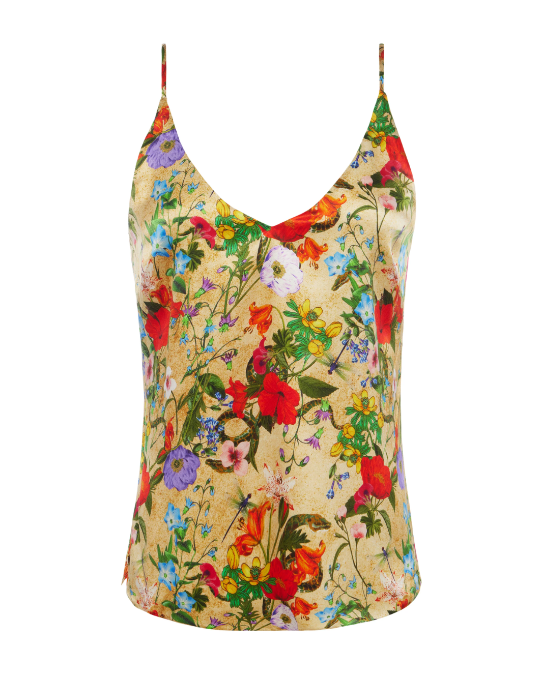 GABRIELLA V NECK TANK IN YELLOW MULTI VINTAGE BOTANICAL