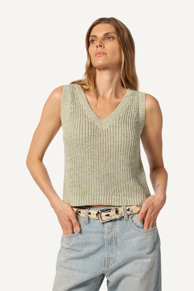 LILI V-NECK TANK SHELL IN MULTI