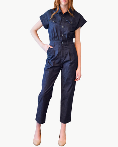 DENIM JUMPSUIT IN DARK BLUE DENIM