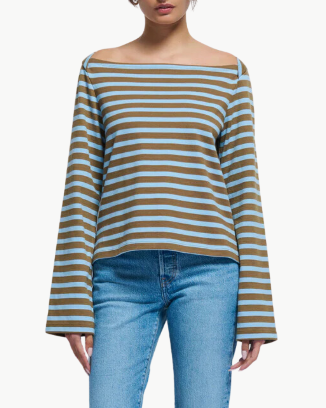 BRYCE STRIPE BOAT NECK IN CAPERS PRATO STRIPE