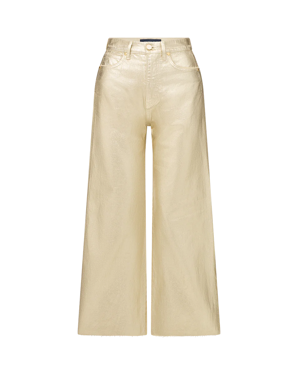 TAYLOR CROPPED HIGH RISE WIDE LEG METALLIC IN GOLD