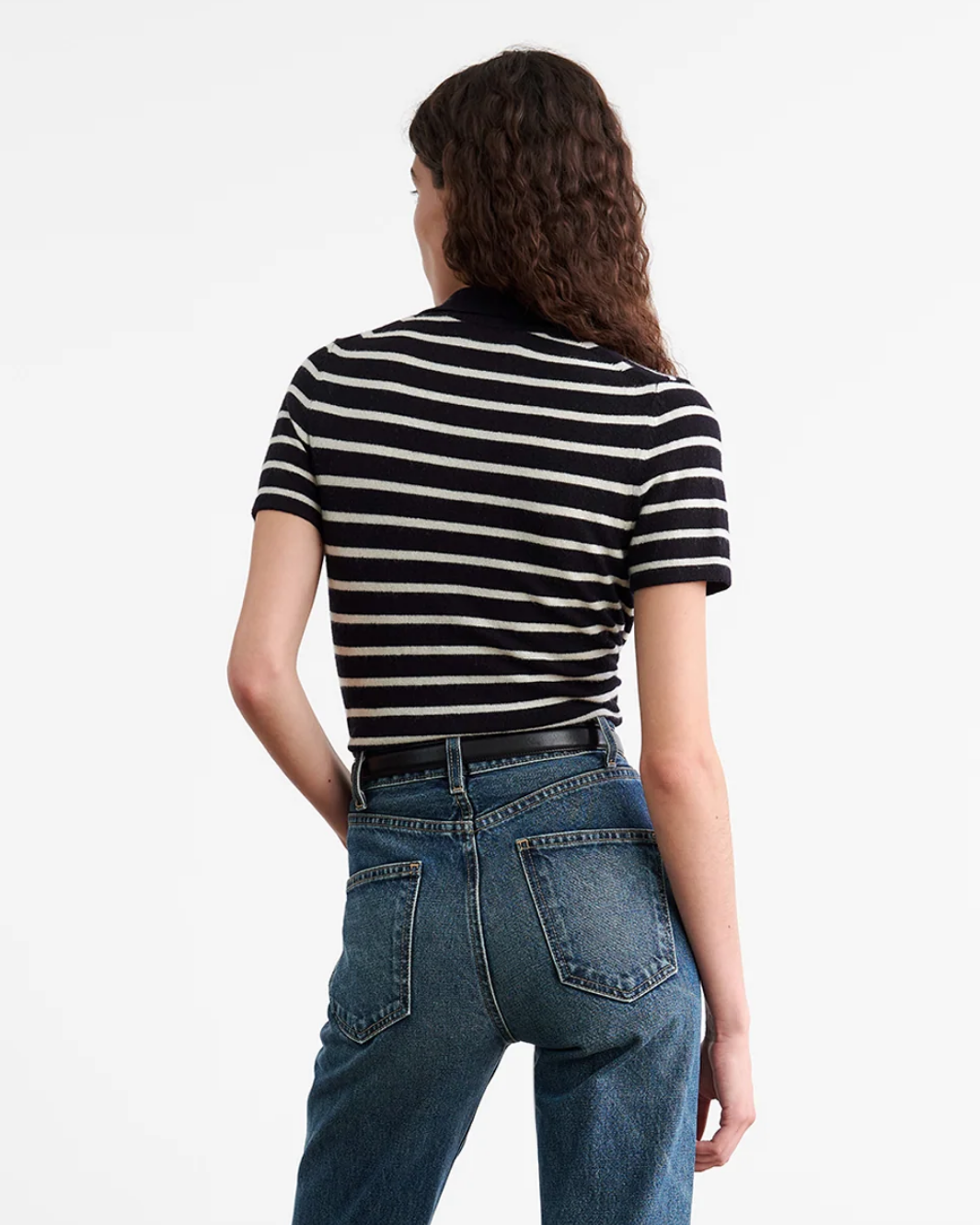 LEANNA POLO IN DARK NAVY/IVORY STRIPE