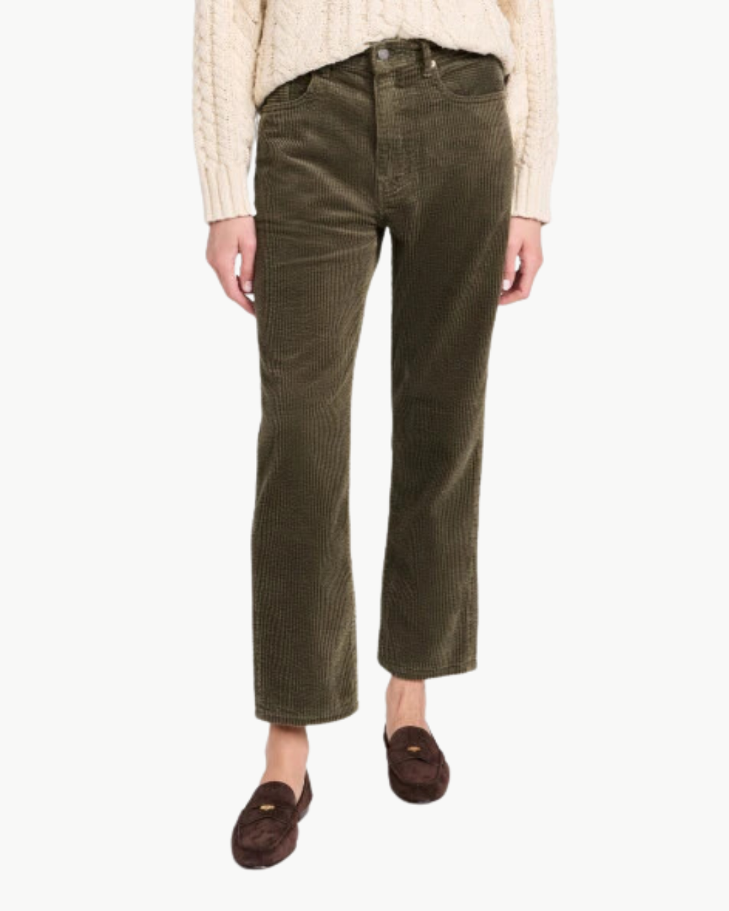 LUCY BOYFRIEND PANT IN OLIVE BUBBLECORD