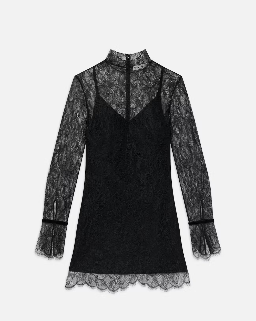 LACE SHIFT DRESS IN BLACK