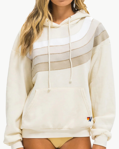 WAVE STRIPE 4 PULLOVER HOODIE IN VINTAGE WHITE/VINTAGE WHITE