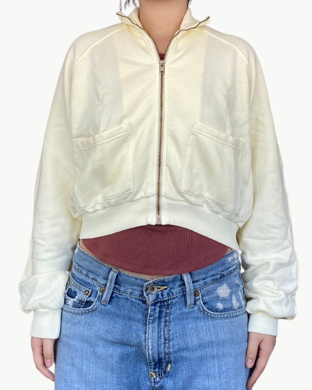 GIGI ZIP-UP RAGLAN JACKET IN GARDENIA