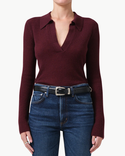 SIMONE POLO SWEATER IN BURGUNDY