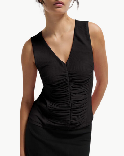 TARA V-NECK TANK IN JET BLACK