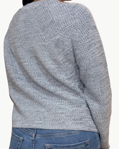 ORGANIC COTTON RIBBED RAGLAN CREWNECK IN BLUE MARL